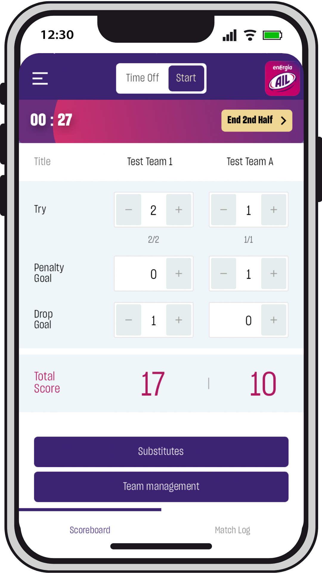 Anyscor Scoring App in iPhone